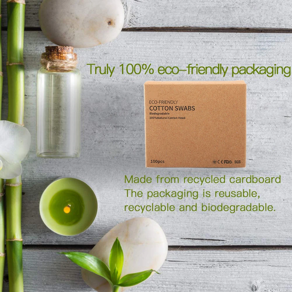 1000 шт двойные бамбуковые ватные палочки деревянные одноразовые для красоты