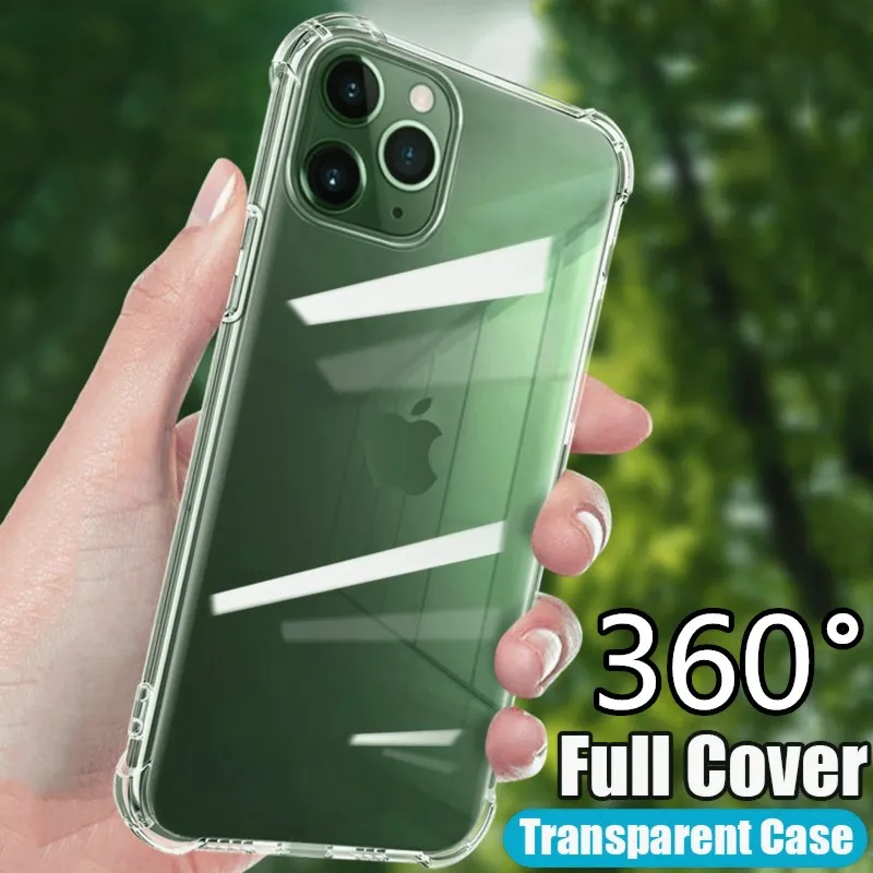Противоударный силиконовый чехол для телефона iPhone 11 12 Pro Xs MAX XR X 10 прозрачный