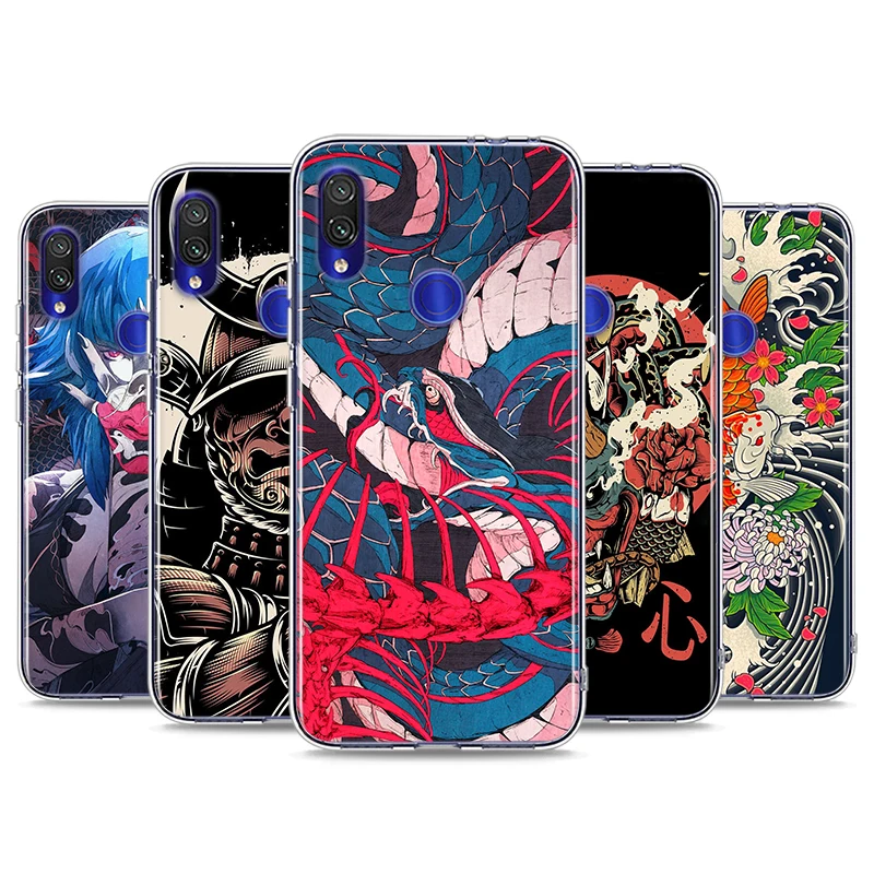 

Japanischen samurai schwarz For Redmi 9i 9T 9A 9C 9 8A 8 GO 7 7A S2 Y2 6 6A 5 5A 4X Prime Pro Plus Transparent Phone Case