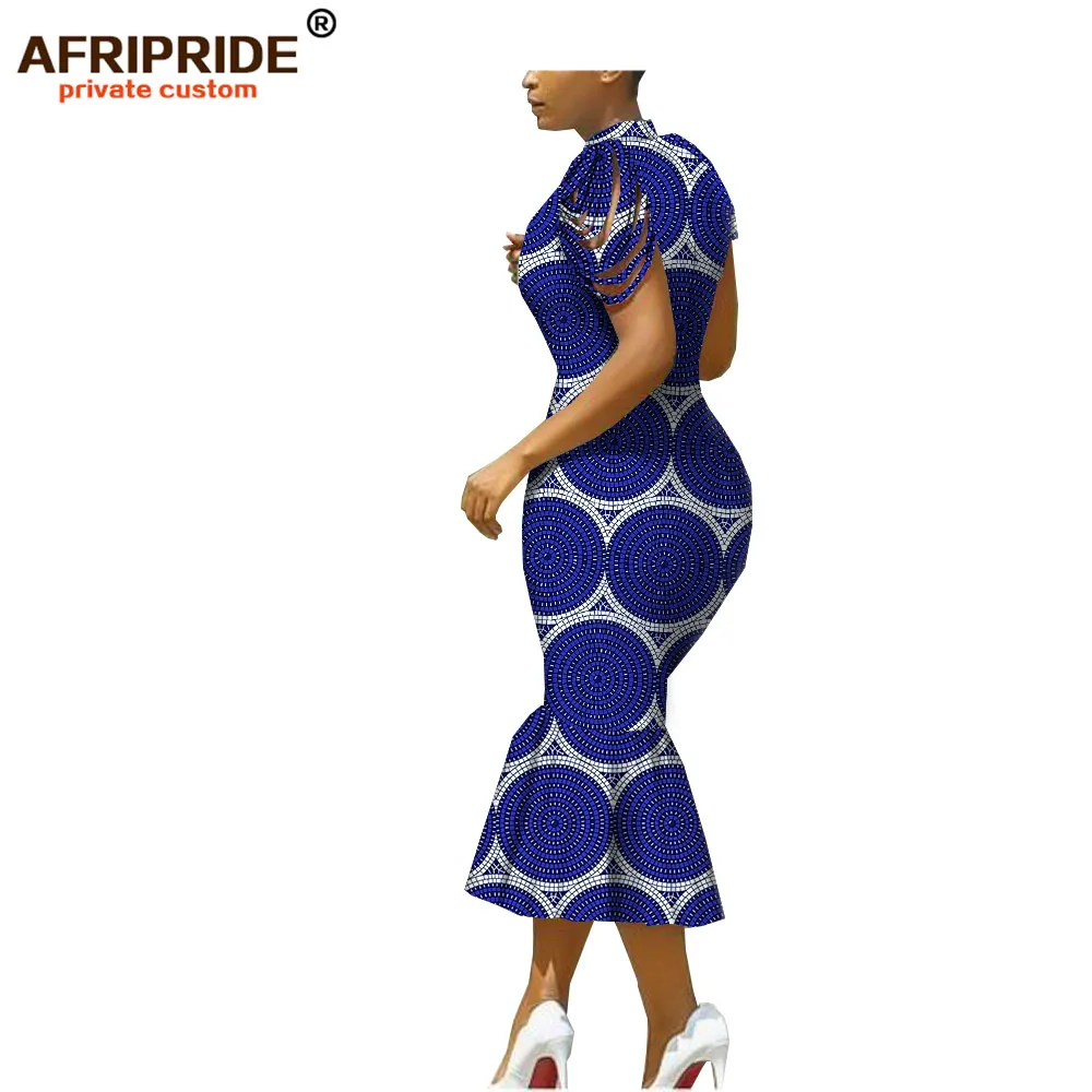 Afripride, африканские платья для женщин, сделанные на заказ, открытые рукава, длина до середины икры, женское Хлопковое платье-труба A1825099 - Цвет: 563J