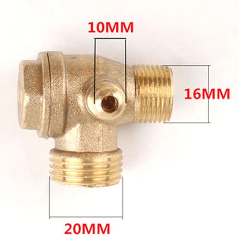 

3 Port Brass Male Threaded Check Valve Connector Tool For Air Compressor Prevent C63B 90 Degree DIY Home Tools Check Valve