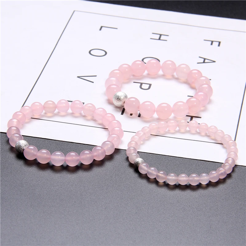6 8 10mm Reiki Genuine Natural Rose Pink Powder Crystal Quartz Bracelet Handmade Charm Jewelry for Women Gift | Украшения и