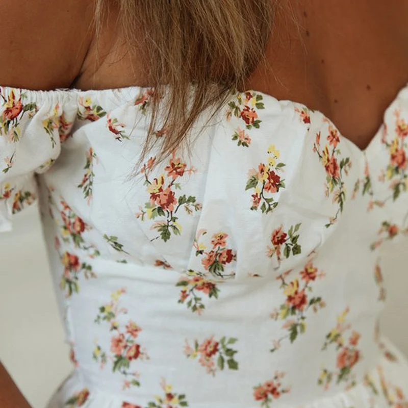 

2020Spring Summer Dress Floral Sexy Dresses Woman Vestido Off Shoulder Slim Dresses Women Zipper Party Dress Elegant Dress Women