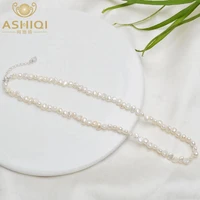 ashiqi natural 4 5mm baroque pearl choker necklace with 925 silver clasp jewelry for women