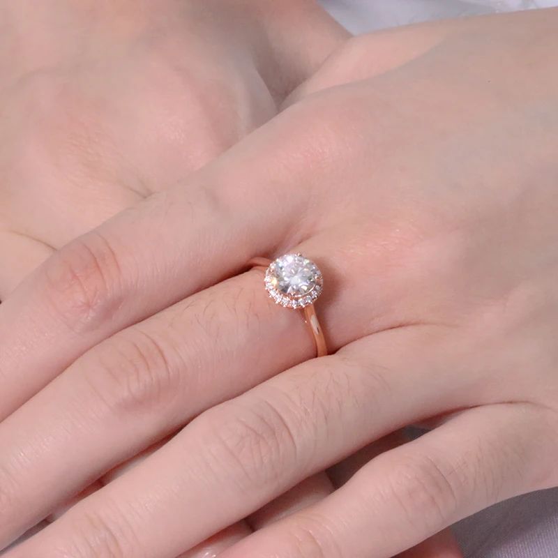 AEAW 1 карат 10 к 14 к 18 к белое золото Moissanite кольцо Свадебные/обручальные кольца для женщин Серебряный цвет женские кольца ювелирные изделия