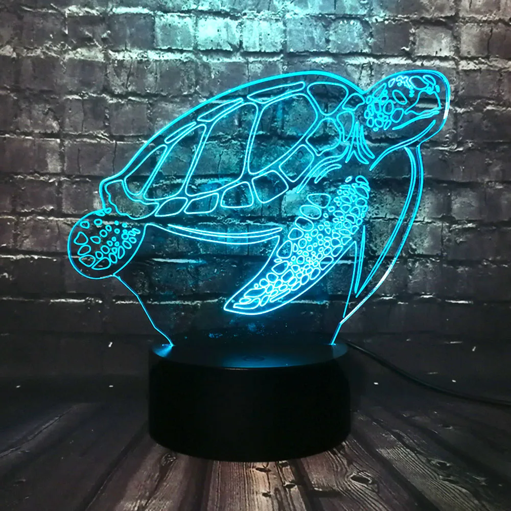Плавать морские Черепашки животное светодиодный 3d-ночник ребенок Декор спальня ночник 7 цветов изменить Рождественский подарок игрушка, Прямая поставка