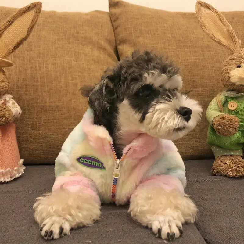 Зимнее плотное меховое пальто для собак красочная одежда кошек жилет домашних