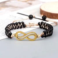 handmade women men tree of life charm braceletsbangles natural bright black stone beads braided healing yoga bracelets jewelry