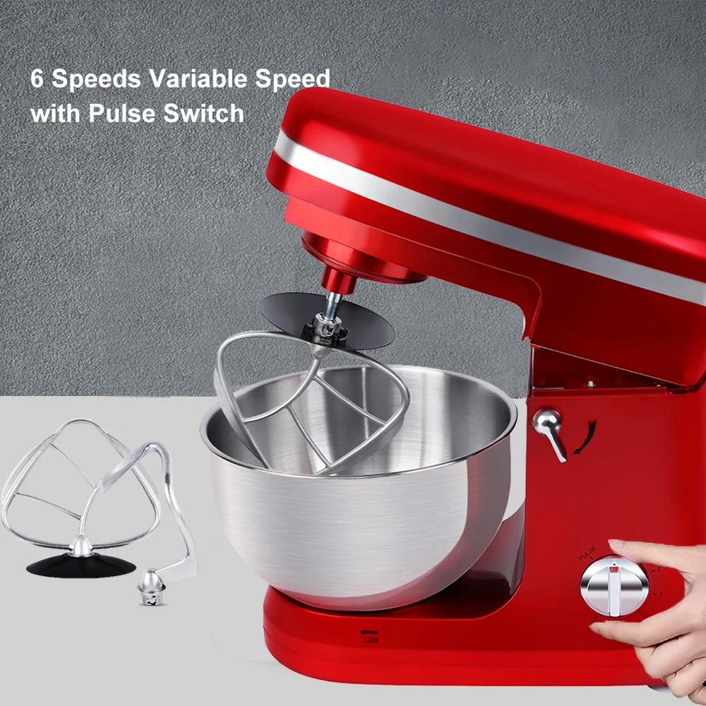 

Honhill Stand Mixer Professional Cream Egg Whisk Cake Dough Mixer Bread Kneading Machine 5L Blender Kitchen Food Processor