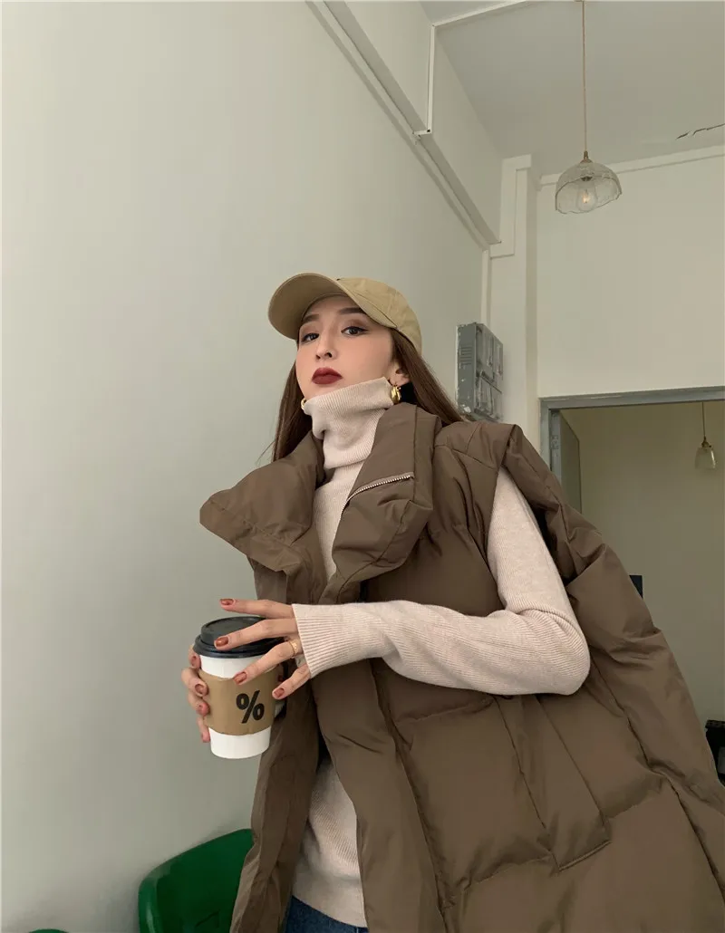 

Stand Collar Women Winter Vests 2021 New Cotton Padded Vest Sleeveless Gilet Female Winter Waistcoat