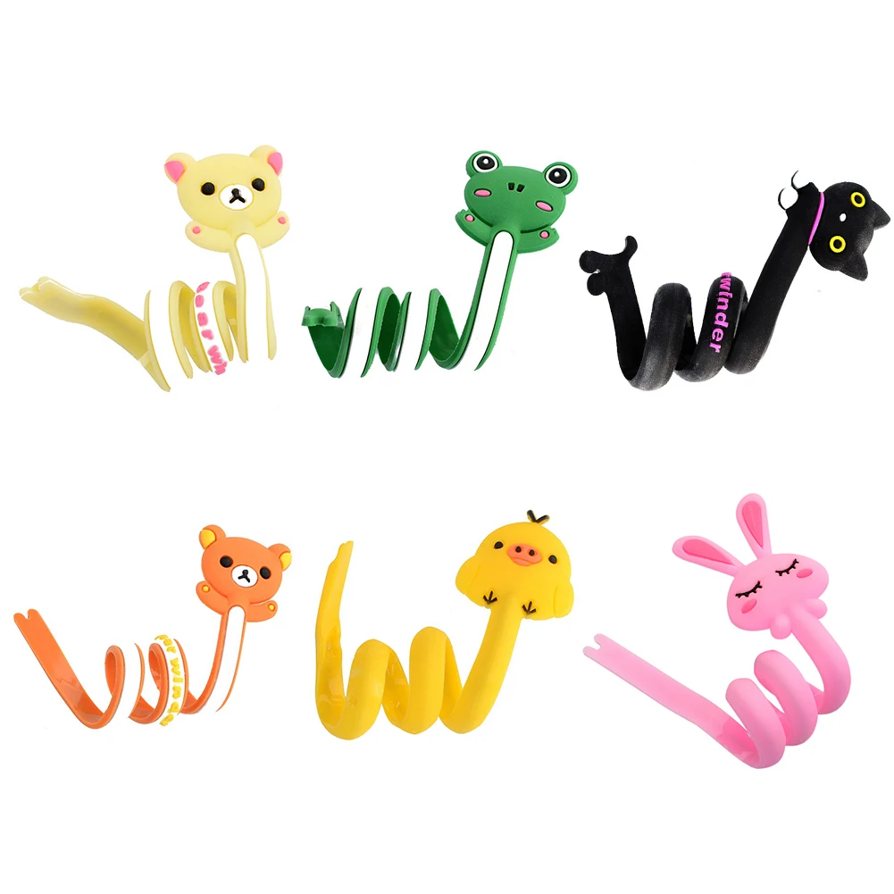 Мини Супер животное милый мультфильм кабель протектор намотки USB линия наушники