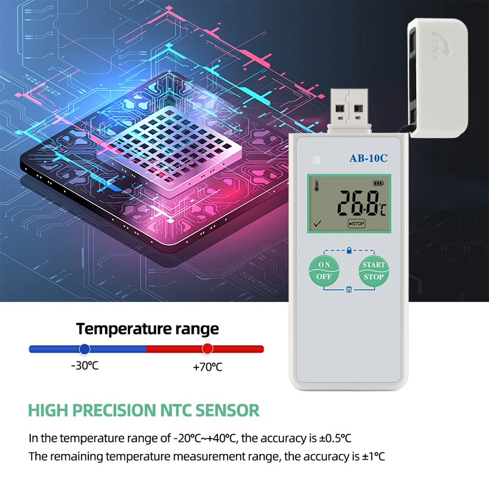 

KKmoon -20+~60Temperature Recorder USB Temperature Data Logger Reusable TEMP Recorder with 48,000 Record Capacity