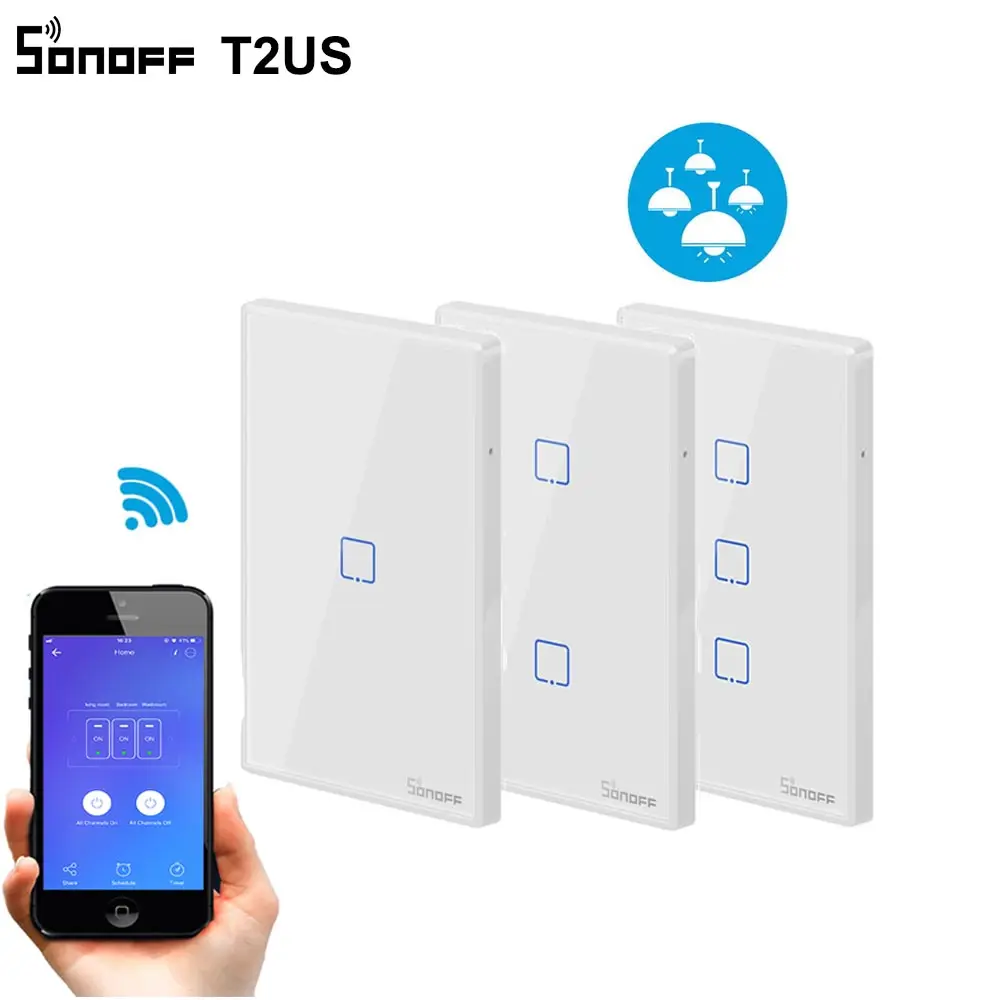 Sonoff T1 US Smart Wifi настенный выключатель света 1 2 3 Gang Touch/WiFi/315 RF/APP удаленный умный дом
