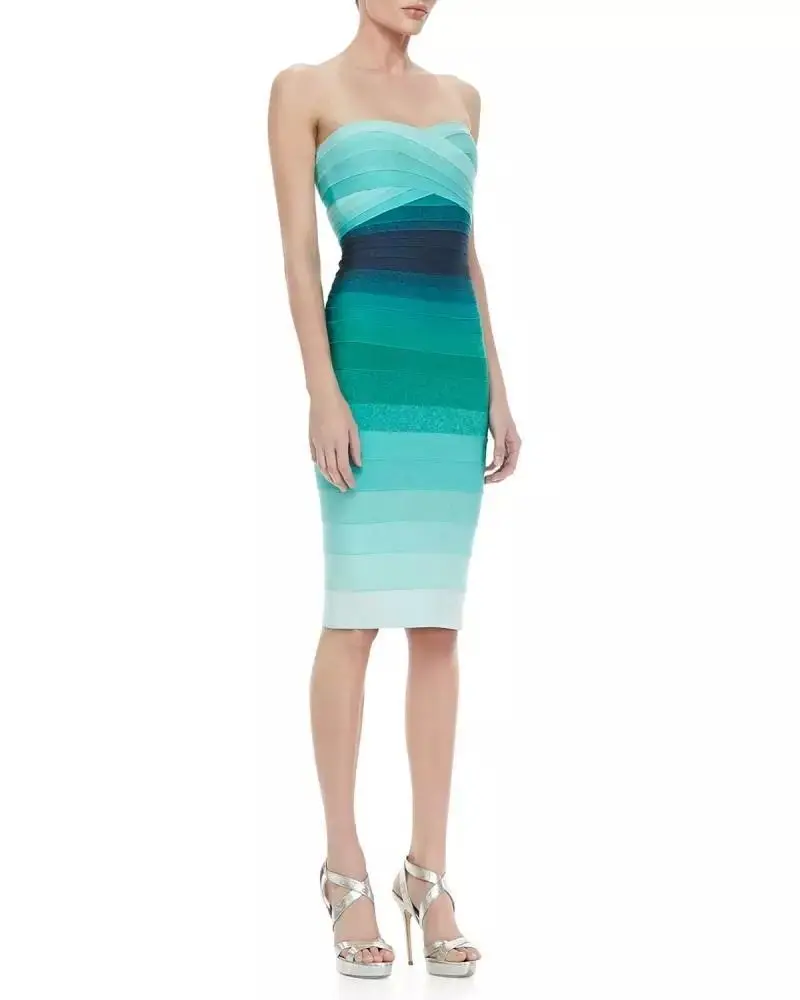 Высококачественное Бандажное платье знаменитости зеленое из вискозы с