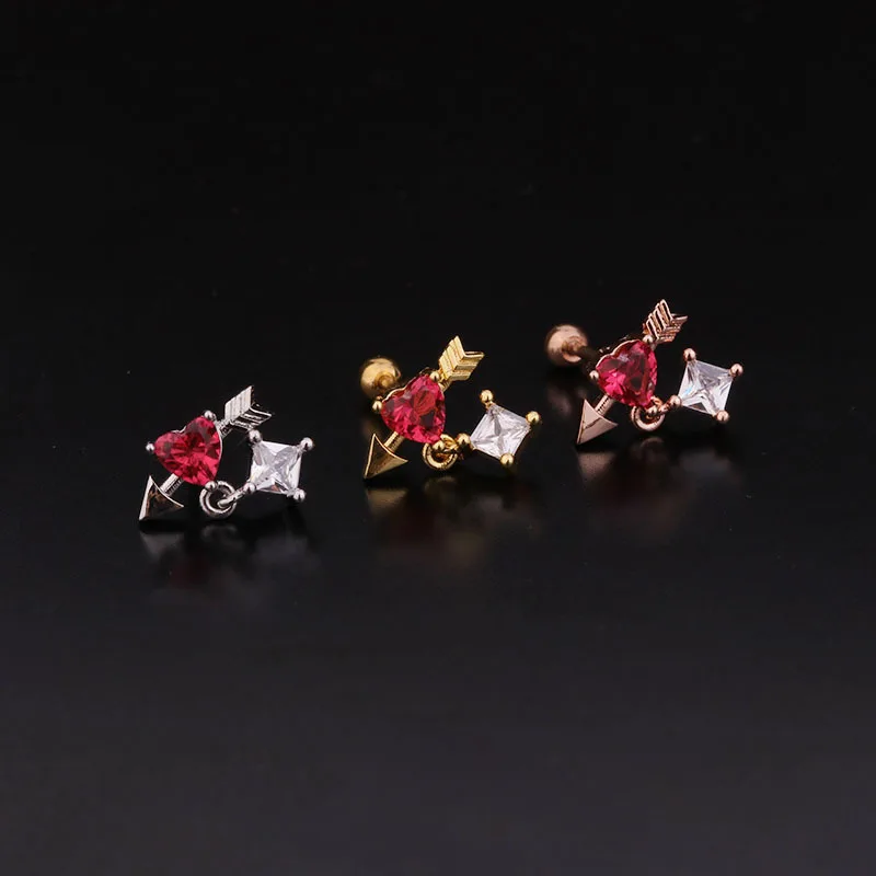 Серьги для пирсинга Guograce из нержавеющей стали с кристаллами