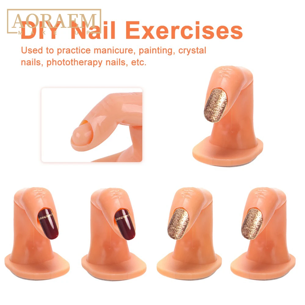 

AORAEM 10Pcs Practice Fake Finger Model Plastic Nail Tool For Training Acrylic UV Gel Manicure DIY Adjustable Nails Art Practice