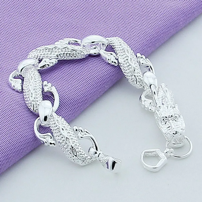 Мужской браслет из серебра 2019 пробы с китайским драконом|chain bracelet|chain bracelet menmen |