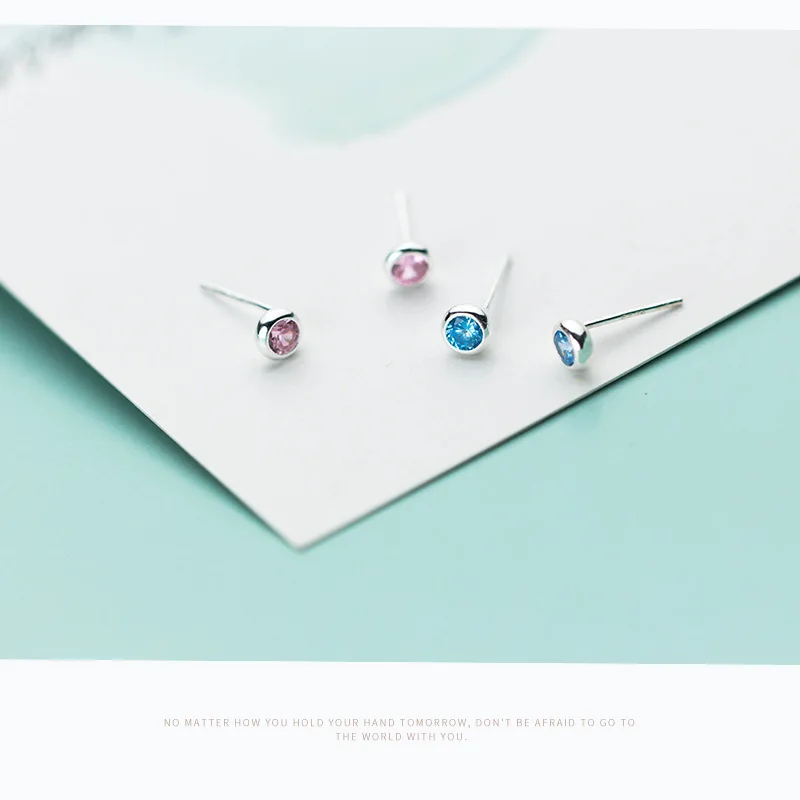 Trustdavis 100% Стерлинговое Серебро 925 пробы Модные Женские Крошечные с синим розовым