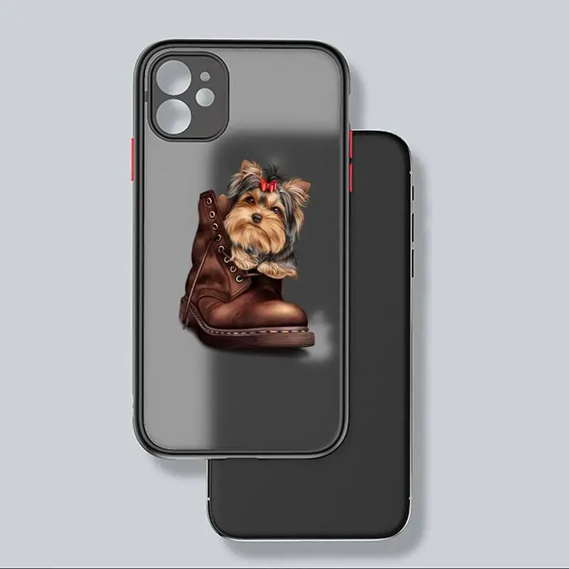 

Yorkshire terrier dog Newest Fashion Novelty Phone Case black matte transparent For iPhone 7 8 x xs xr 11 12 pro plus mini max