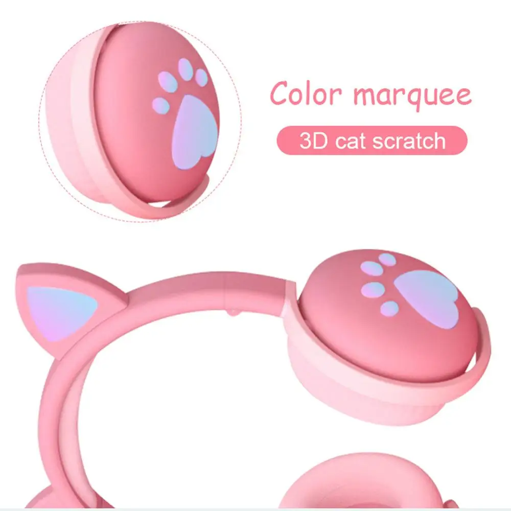 Детские Bluetooth-наушники Kawaii Cat Ear со светодиодный светильник кой Беспроводная