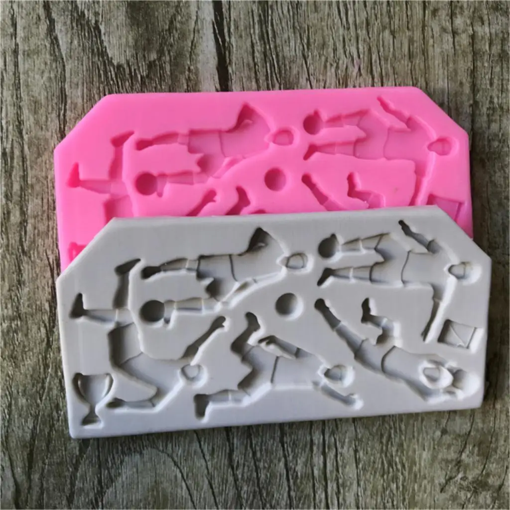 Горячий случайный цвет футбольного персонажа силиконовая форма флип сахар торт