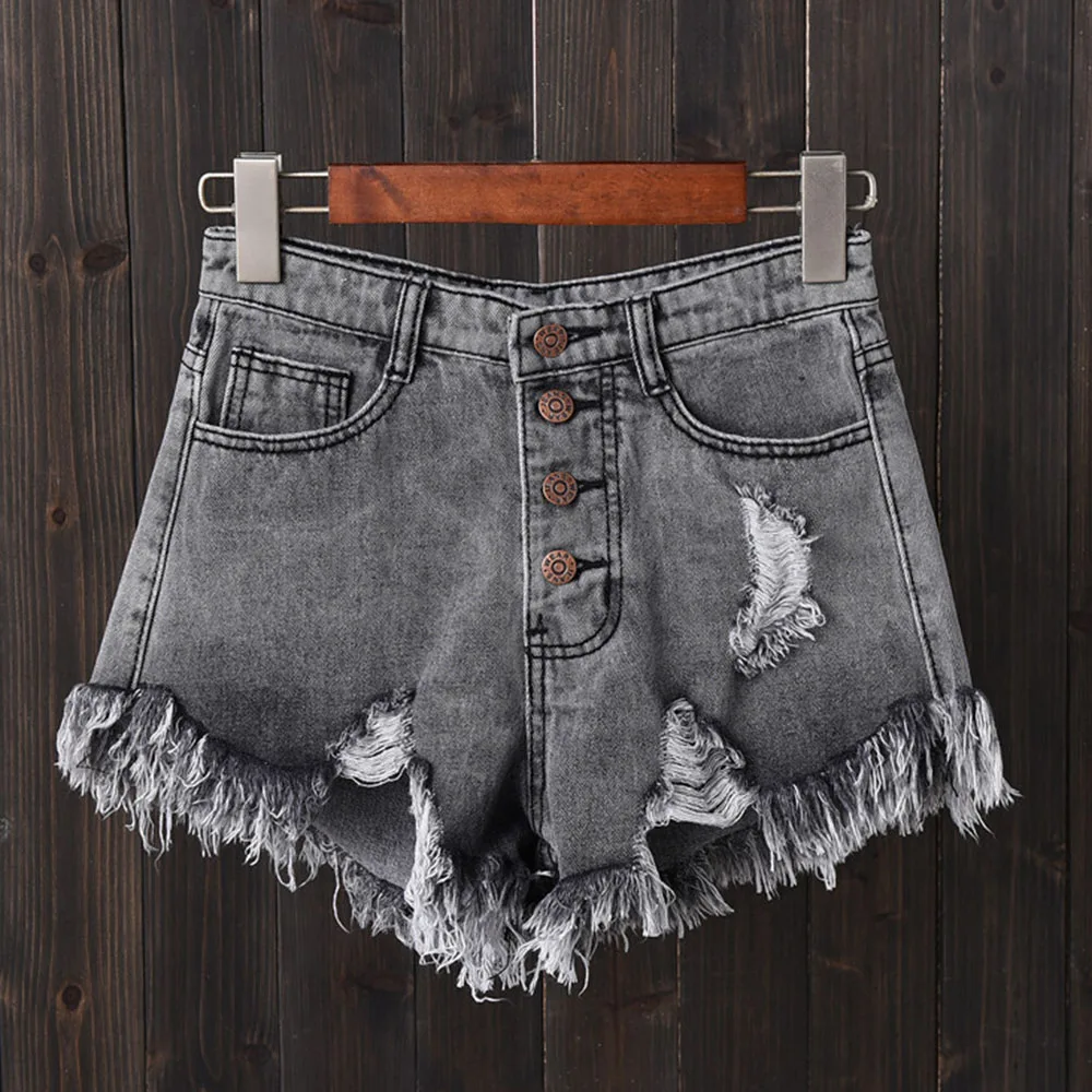 

2021 Women Sexy Tassel Hole Shorts Jeans Denim Short Pants Women'S Denim Shorts Pantalones Cortos Mujer