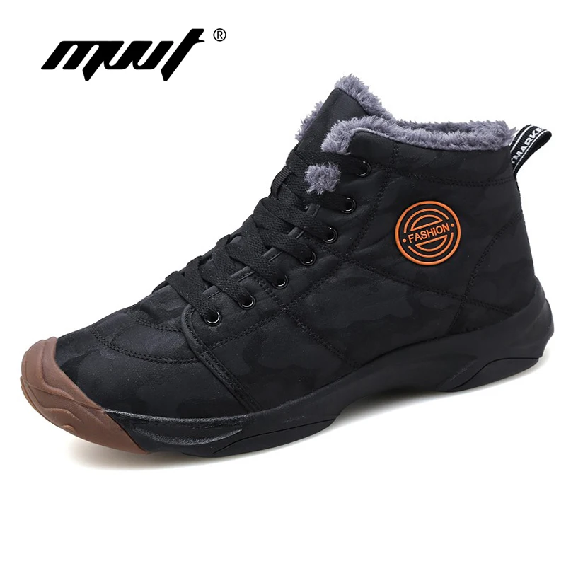 Модные мужские зимние ботинки Теплые ботильоны с плюшевой подкладкой рабочая