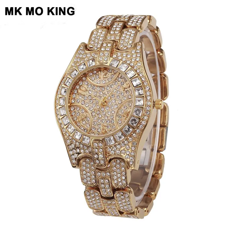 

Top Brand Women's Diamond Watches Fashion Gold Silver Quartz Wrist Watch Waterproof Clock Nightclub Watch Montre Femme