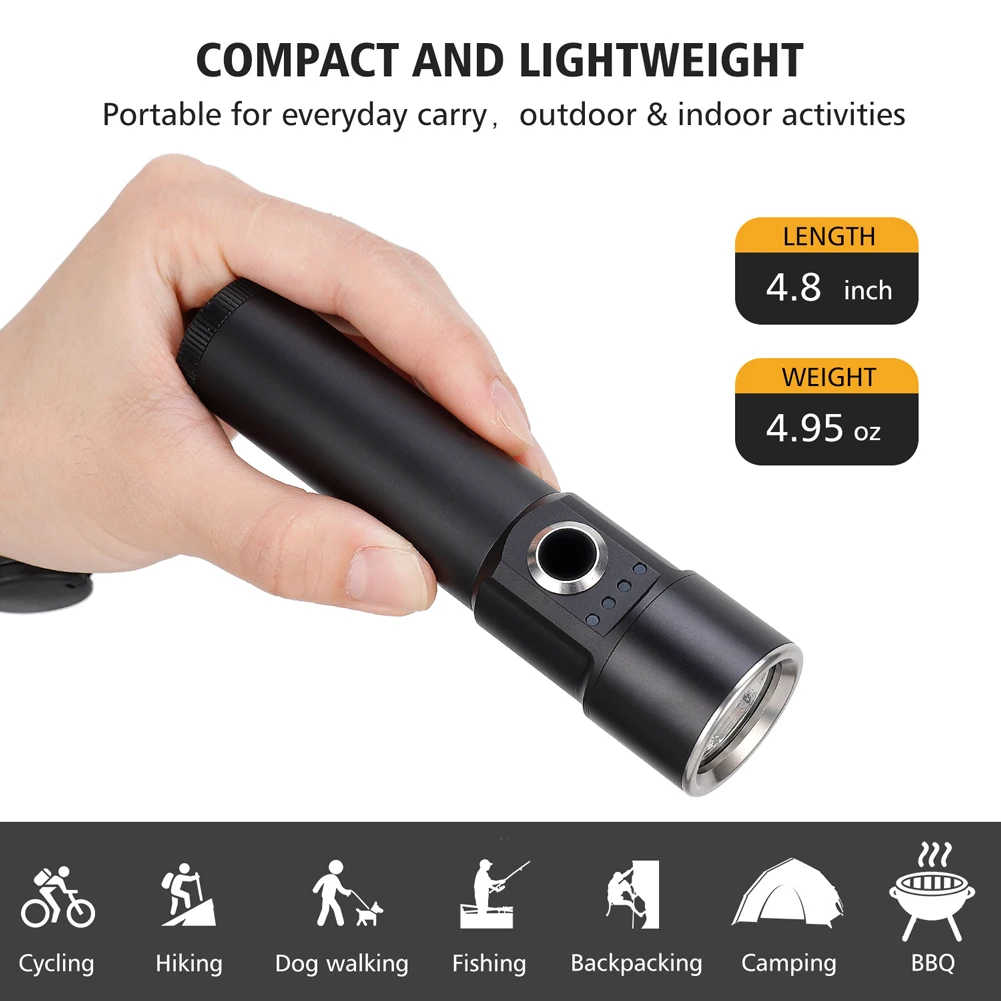 foxhawk led rechargeable super bright 1000 lumen led magnetic work flashlight 5 modes waterproof portablepower bank in one free global shipping