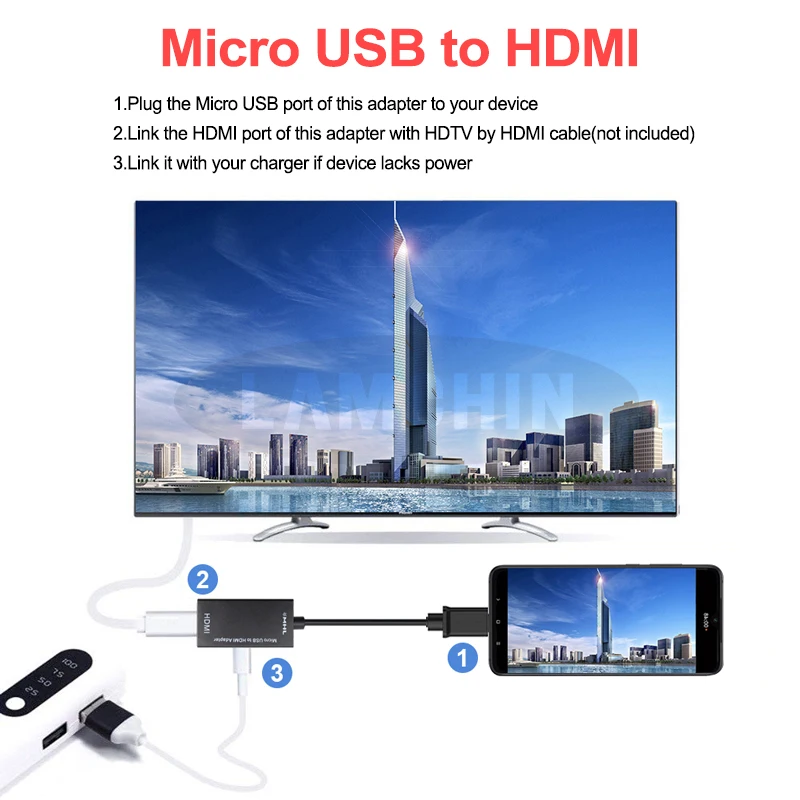 Микро USB к HDMI ТВ адаптер кабель 1080P HD HDMI аудио видео конвертер для телефона ТВ компьютерный адаптер