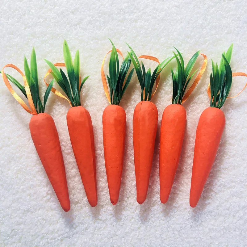 

18PCS/lot Easter Carrot Hanging Ornaments Simulation Foam Carrots Hanging Pendant For Home Party DIY Crafts Decor