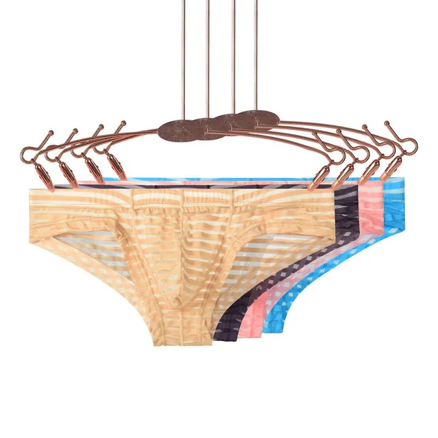 Мужское Сетчатое прозрачное Полосатое нижнее белье тонкие ледяные шелковые