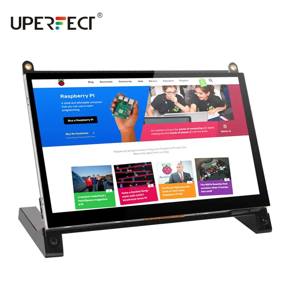 UPERFECT Портативный монитор Raspberry Pi сенсорный Экран 7 дюймовый 1024X600 с двумя