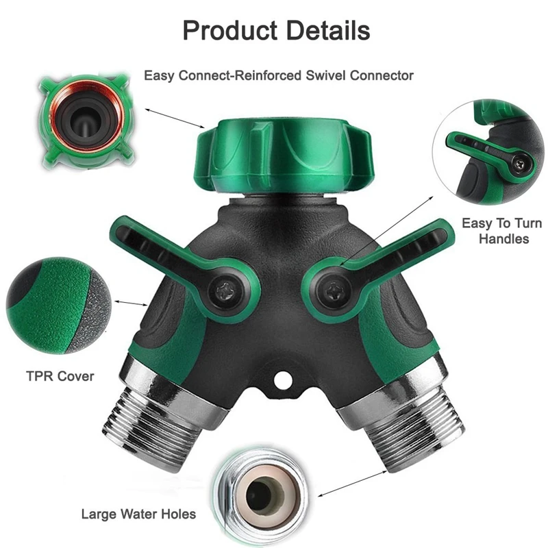 

2 Way Y Shape Hose Connector Garden Splitter Comfortable Plastic Grip Faucet