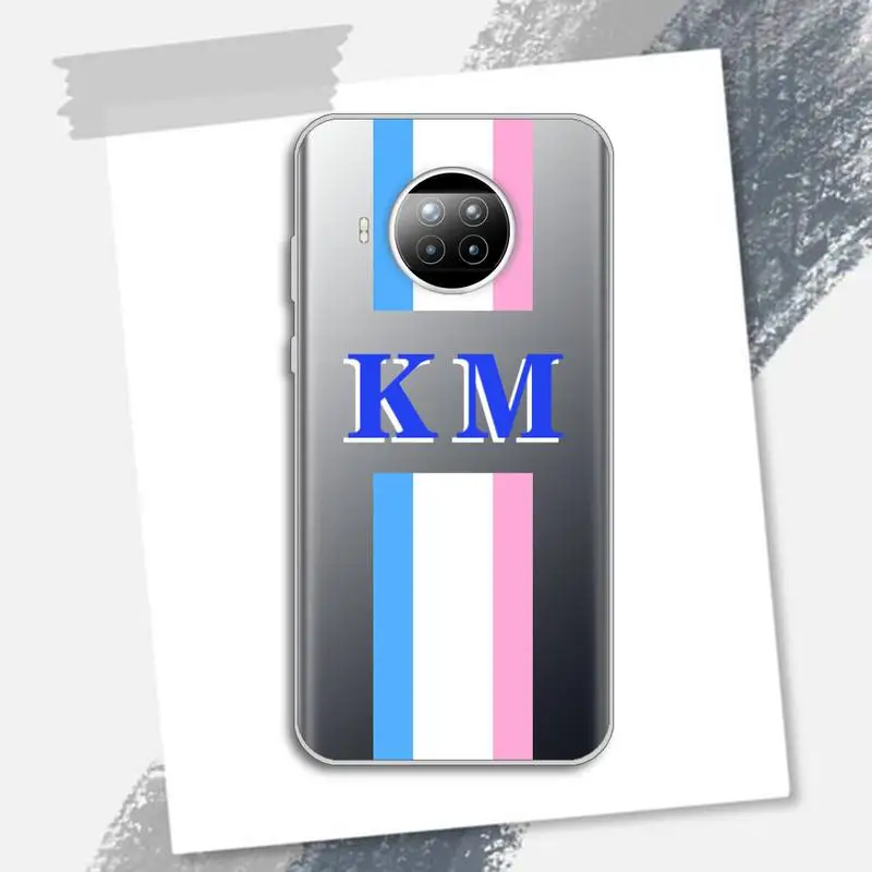 

Monogram Initial Stripe Personalized Name Phone Case Transparent for Xiaomi Redmi note 10 t 8 9 pro lite 11