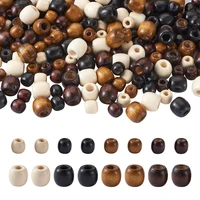 240pcs big hole natural wood beads dyed barrel shape spacer wooden beads fit charm bracelets diy findings lead free coffee black
