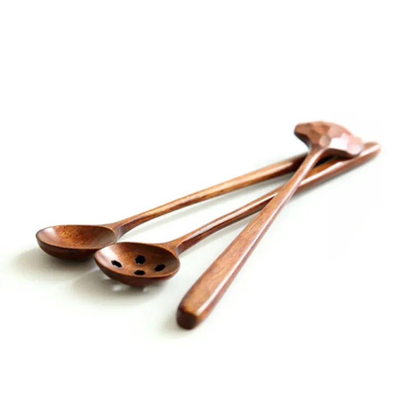 

Seasoning Spoon Round Long Handle Wooden Stirring Spoons Natural Environmental Protection Home Kitchen Tableware Accessories