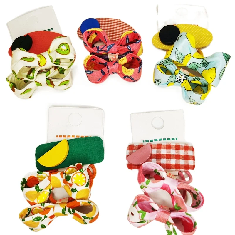 

Candy Color Children's Hair Rope Hairpin Two-piece Literary Temperament Bow Bb Clip Wholesale Hair Clips