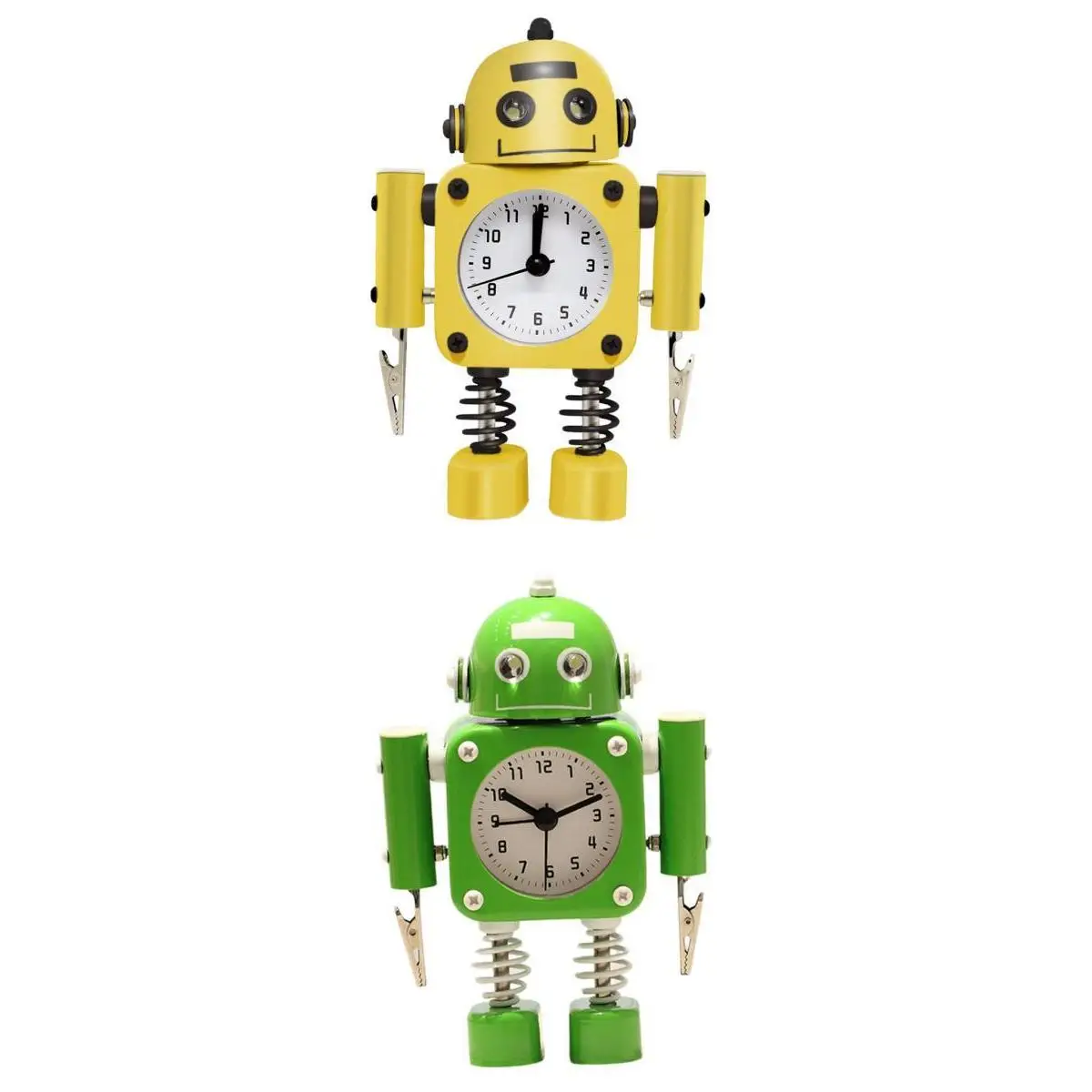 

Set of 2 Robot Alarm Clock Office Wake-up Clock Battery Powered Kids Toy