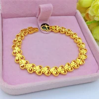 fashion 14k gold for women wedding anniversary bracelets charms heart to heart chain bracelet statement jewelry birthday gifts