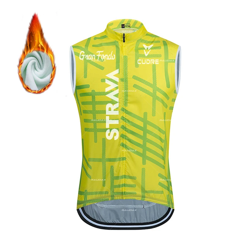 

STRAVA men Winter thermal fleece Cycling Sleeveless Vest Mtb Bike Bicycle keep warm team vest cycling clothing ropa ciclismo