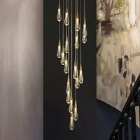 modern crystal chandelier golden luxury villa living room dining room staircase indoor lighting rope raindrop chandelier