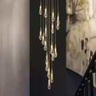 Хрустальная люстра в современном стиле, Золотая роскошная вилла, гостиная, столовая, лестница, комнатное освещение, веревочная лампа в форме капли дождя