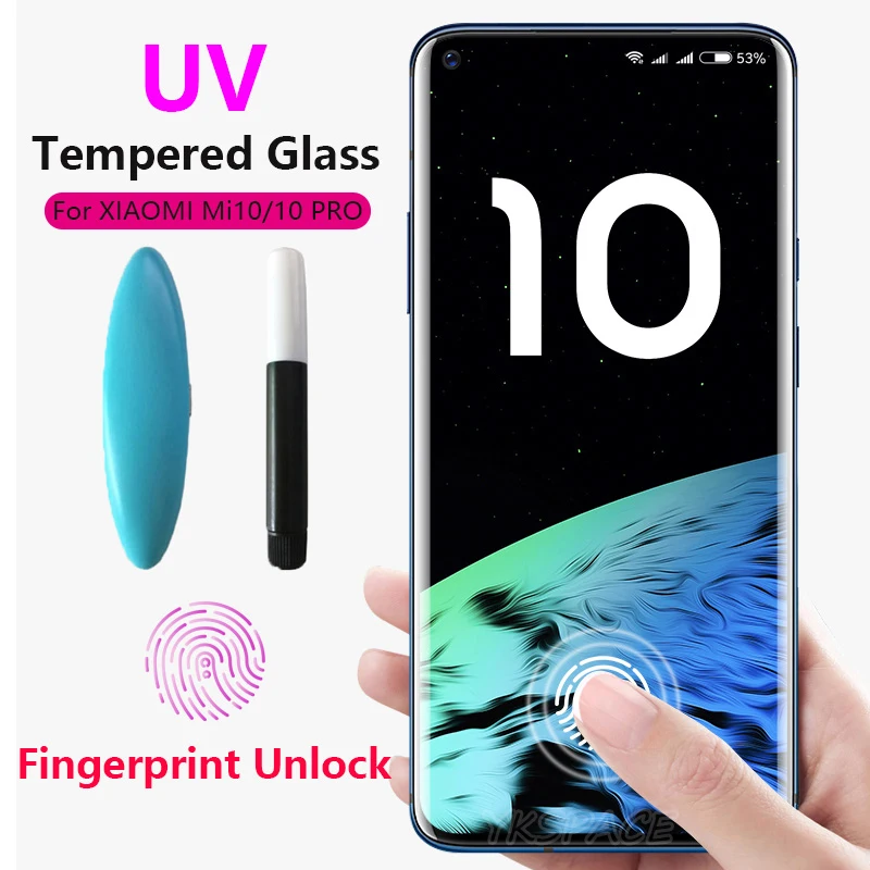 2 шт УФ защитная пленка из закаленного стекла для Xiaomi Mi Note 10 lite рro жидкий клей
