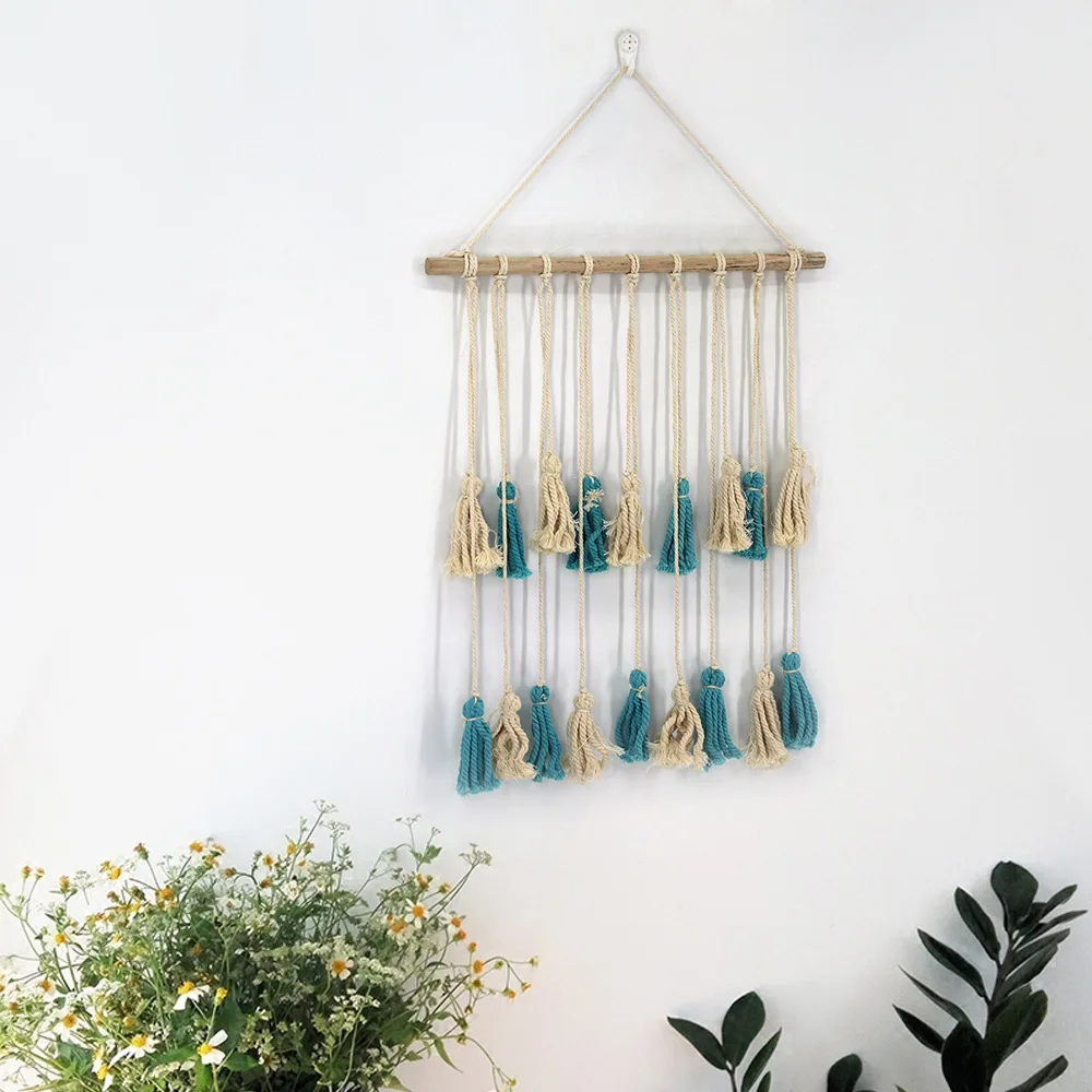 Скандинавское украшение для дома гобелен с кисточками тканые ремесленные