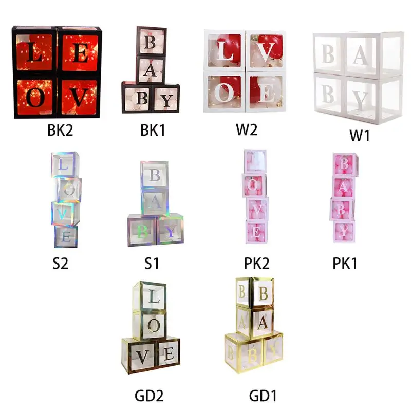 

DIY Transparent Box Latex Balloon BABY LOVE Block for Baby Shower Wedding Decor