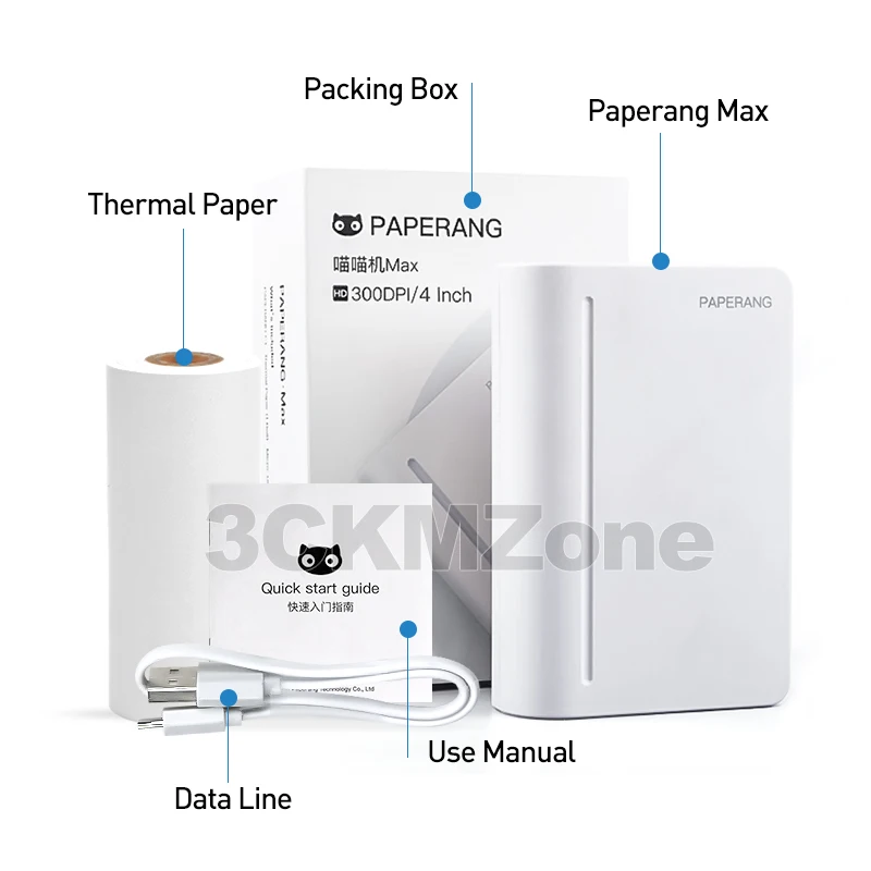 Paperang MAX 112 мм портативный термопринтер с Bluetooth мини-фотопринтер для мобильного телефона android ios карманная машина