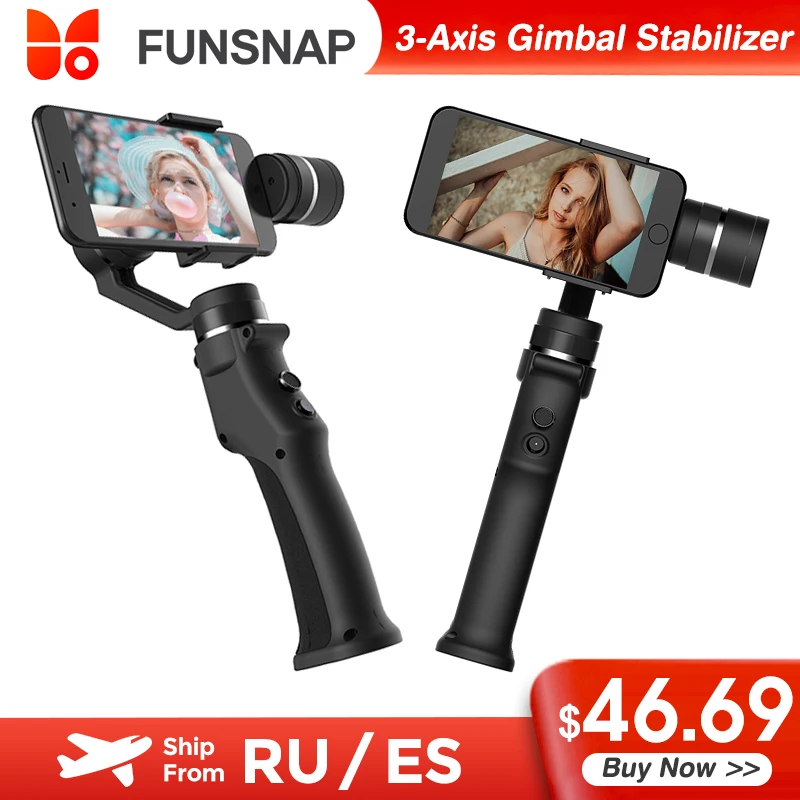 Funsnap захвата 3-осевой ручной шарнирный стабилизатор для камеры для iPhone 12 Samsung Huawei Xiaomi сотовый телефон Gopro Экшн-камера с функцией видеозаписи - изображение