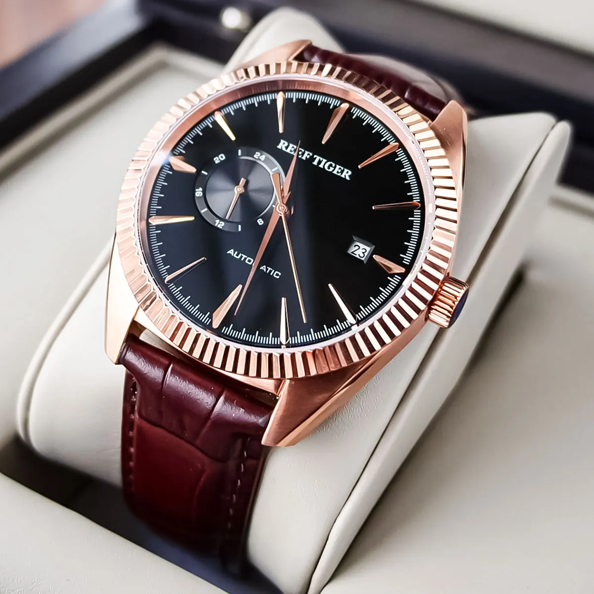 Мужские автоматические механические часы на кожаном ремешке|Мужские часы| |