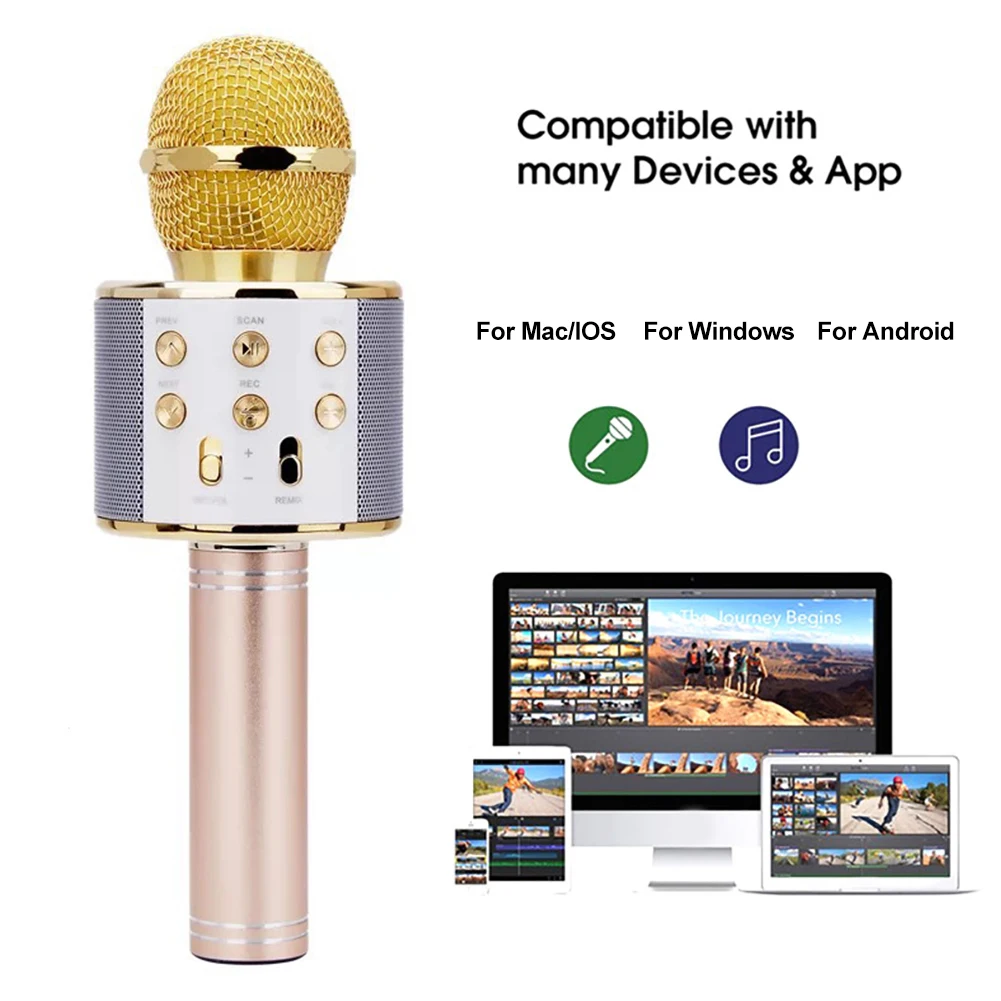 WS 858 bluetooth караоке микрофон беспроводной Профессиональный динамик consender ручной микрофон Радио Студия Запись микрофон